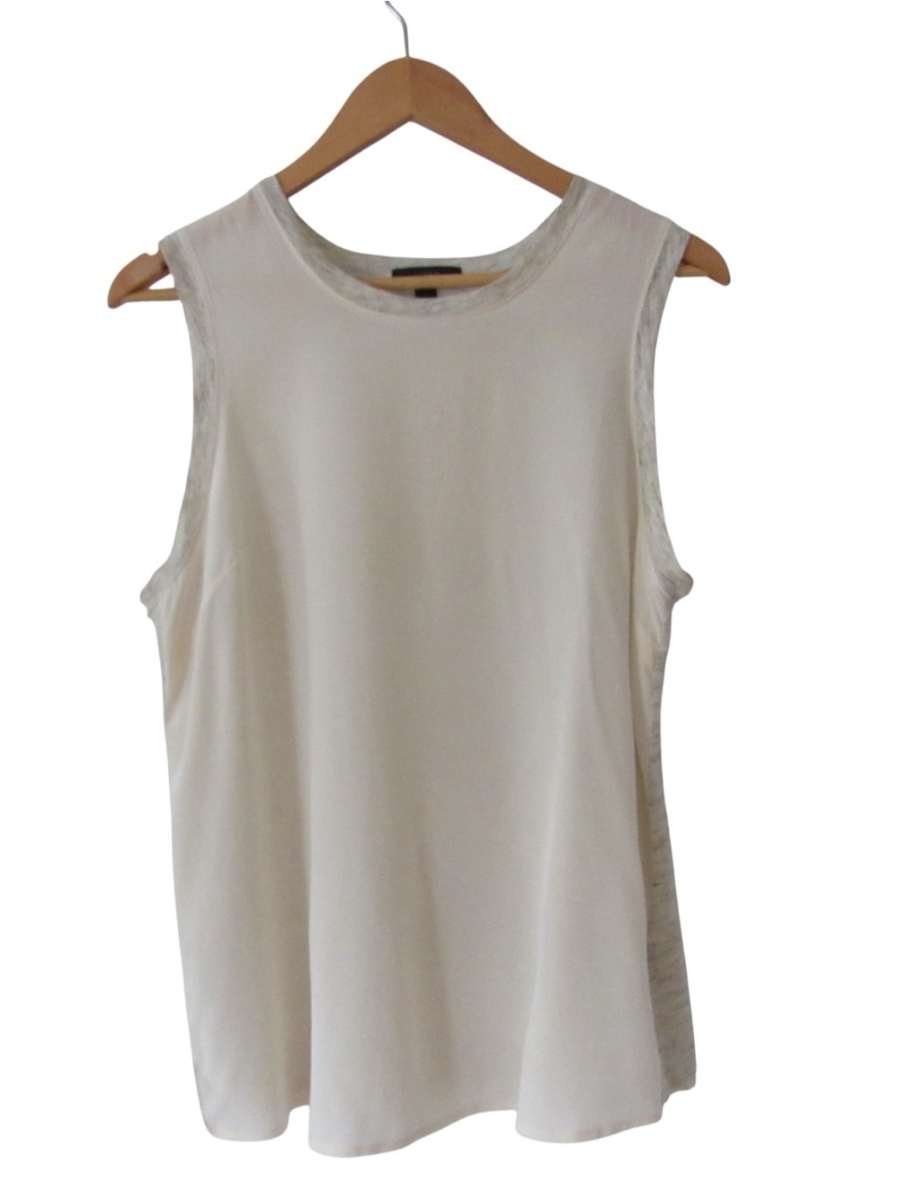 J.CREW Sleeveless Mixed Media Blouse Tank Top Small Cream Gray Office Classic